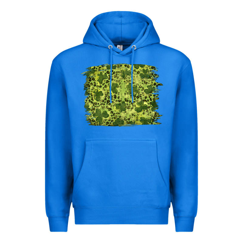 St Patricks Day Shamrock Leopard Background Premium Hoodie by RanaPortraitStore | Teevron