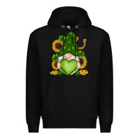 Black st patricks day shamrock sunflowers gnomes Premium Hoodie - RanaPortraitStore