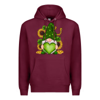 Burgundy st patricks day shamrock sunflowers gnomes Premium Hoodie - RanaPortraitStore