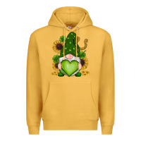 Mustard st patricks day shamrock sunflowers gnomes Premium Hoodie - RanaPortraitStore