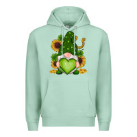 Seafoam st patricks day shamrock sunflowers gnomes Premium Hoodie - RanaPortraitStore