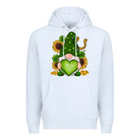 White st patricks day shamrock sunflowers gnomes Premium Hoodie - RanaPortraitStore