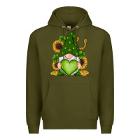 Army Green st patricks day shamrock sunflowers gnomes Premium Hoodie - RanaPortraitStore