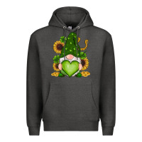 Charcoal Heather st patricks day shamrock sunflowers gnomes Premium Hoodie - RanaPortraitStore