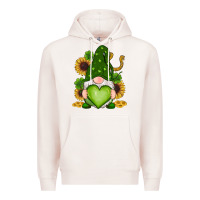 Pale Pink st patricks day shamrock sunflowers gnomes Premium Hoodie - RanaPortraitStore