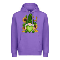 Purple st patricks day shamrock sunflowers gnomes Premium Hoodie - RanaPortraitStore