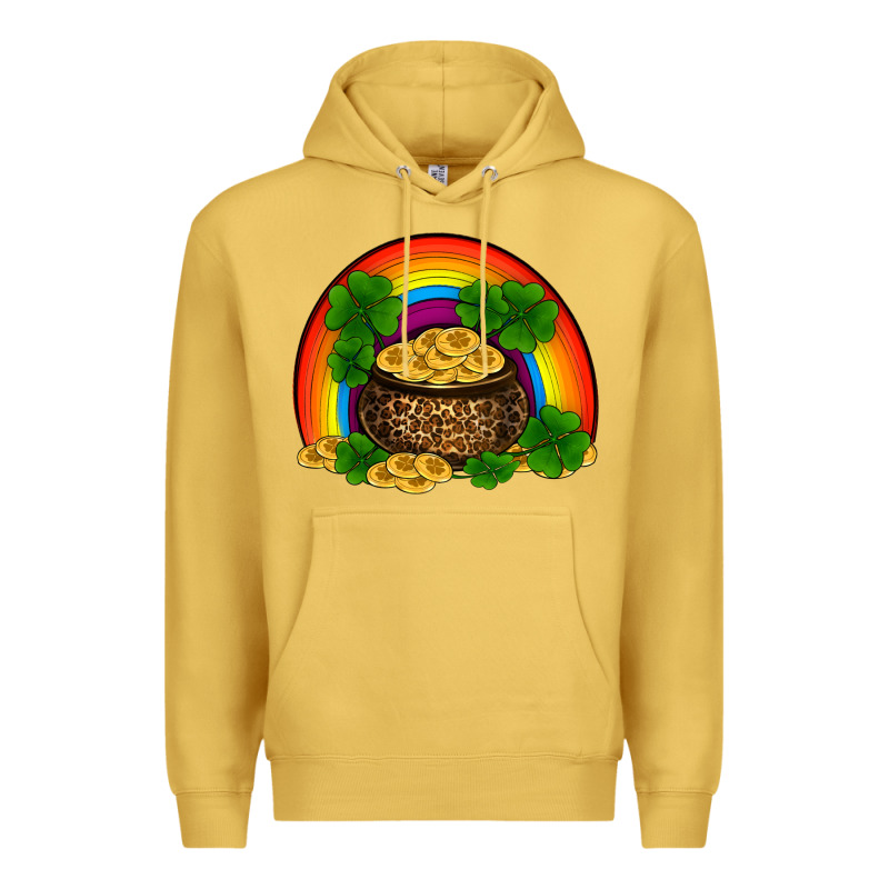 St Patricks Shamrock Gold Leopard Rainbow Premium Hoodie by RanaPortraitStore | Teevron
