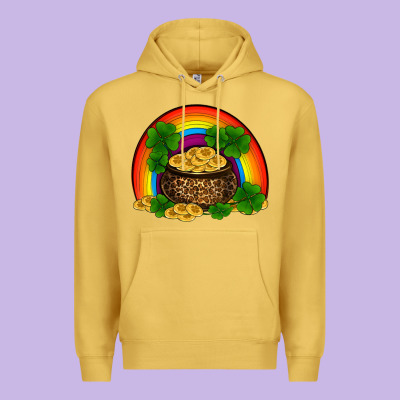 Premium Hoodie st patricks shamrock gold leopard rainbow