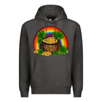 Charcoal Heather st patricks shamrock gold leopard rainbow Premium Hoodie - RanaPortraitStore