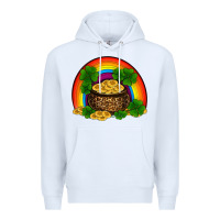 White st patricks shamrock gold leopard rainbow Premium Hoodie - RanaPortraitStore
