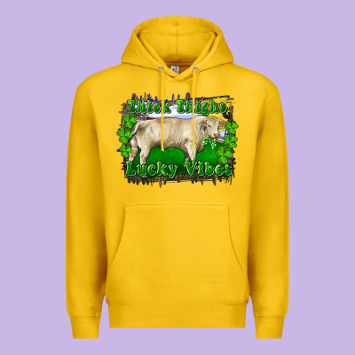 Premium Hoodie thick thighs lucky vibes charolais bull
