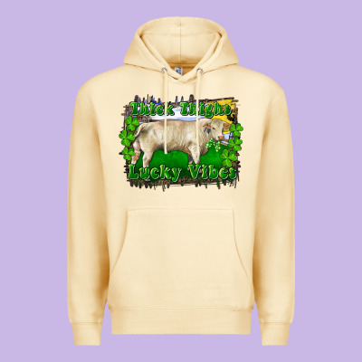Premium Hoodie thick thighs lucky vibes charolais bull
