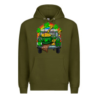 Army Green st patricks day truck with pot of gold horseshoe a Premium Hoodie - RanaPortraitStore