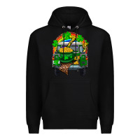 Black st patricks day truck with pot of gold horseshoe a Premium Hoodie - RanaPortraitStore