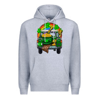 Heather Grey st patricks day truck with pot of gold horseshoe a Premium Hoodie - RanaPortraitStore