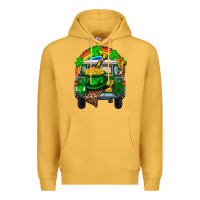 Mustard st patricks day truck with pot of gold horseshoe a Premium Hoodie - RanaPortraitStore