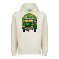 Oatmeal Heather st patricks day truck with pot of gold horseshoe a Premium Hoodie - RanaPortraitStore