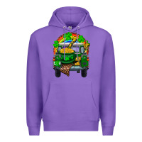 Purple st patricks day truck with pot of gold horseshoe a Premium Hoodie - RanaPortraitStore