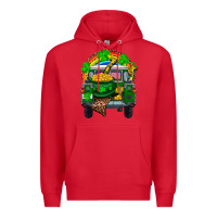 Red st patricks day truck with pot of gold horseshoe a Premium Hoodie - RanaPortraitStore