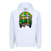 White st patricks day truck with pot of gold horseshoe a Premium Hoodie - RanaPortraitStore