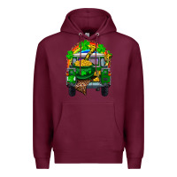 Burgundy st patricks day truck with pot of gold horseshoe a Premium Hoodie - RanaPortraitStore