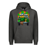 Charcoal Heather st patricks day truck with pot of gold horseshoe a Premium Hoodie - RanaPortraitStore