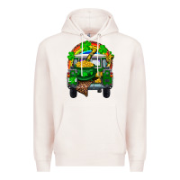Pale Pink st patricks day truck with pot of gold horseshoe a Premium Hoodie - RanaPortraitStore