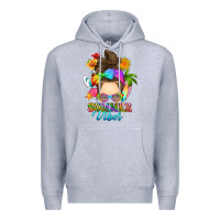 Heather Grey messy bun summer vibes Premium Hoodie - RanaPortraitStore