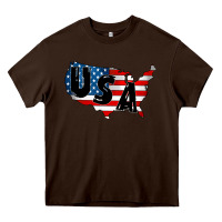 Chocolate Brown Usa Heavy Core Tee - CowhideDigitalArt