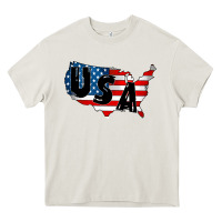 Cream Usa Heavy Core Tee - CowhideDigitalArt