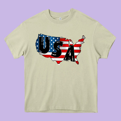 Usa Heavy Core Tee Designed By Cowhidedigitalart