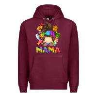 Burgundy messy bun mama summer Premium Hoodie - RanaPortraitStore