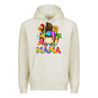 Oatmeal Heather messy bun mama summer Premium Hoodie - RanaPortraitStore