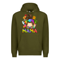 Army Green messy bun mama summer Premium Hoodie - RanaPortraitStore