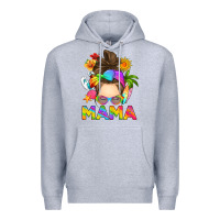 Heather Grey messy bun mama summer Premium Hoodie - RanaPortraitStore