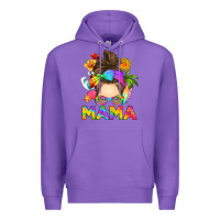 Purple messy bun mama summer Premium Hoodie - RanaPortraitStore