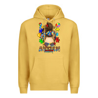 Antique Gold messy bun autism mom Premium Hoodie - RanaPortraitStore