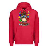 Cardinal messy bun autism mom Premium Hoodie - RanaPortraitStore