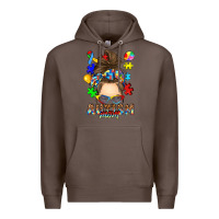 Coffee messy bun autism mom Premium Hoodie - RanaPortraitStore