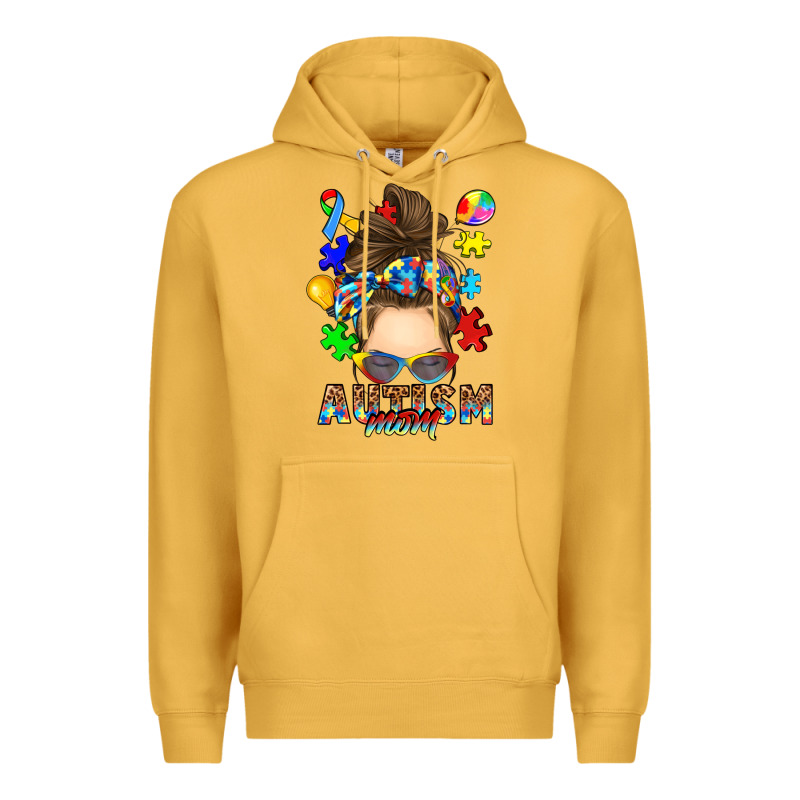 Messy Bun Autism Mom Premium Hoodie by RanaPortraitStore | Teevron