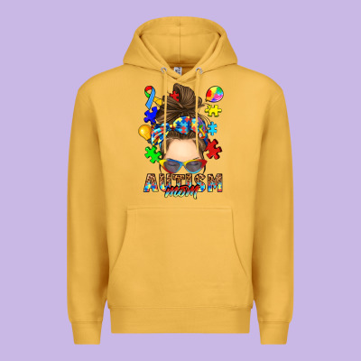 Premium Hoodie messy bun autism mom