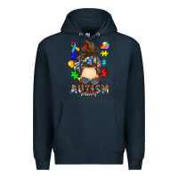 Navy messy bun autism mom Premium Hoodie - RanaPortraitStore