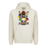 Oatmeal Heather messy bun autism mom Premium Hoodie - RanaPortraitStore