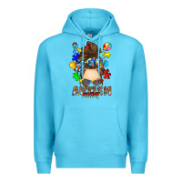 Ocean Blue messy bun autism mom Premium Hoodie - RanaPortraitStore