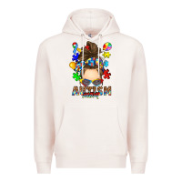 Pale Pink messy bun autism mom Premium Hoodie - RanaPortraitStore