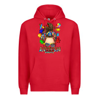 Red messy bun autism mom Premium Hoodie - RanaPortraitStore