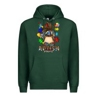 Sports Green messy bun autism mom Premium Hoodie - RanaPortraitStore