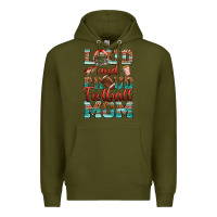 Army Green loud and proud football mom Premium Hoodie - RanaPortraitStore