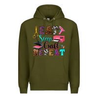 Army Green eat sleep craft repeat Premium Hoodie - RanaPortraitStore