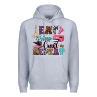 Heather Grey eat sleep craft repeat Premium Hoodie - RanaPortraitStore